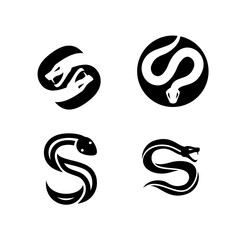 S Snake initial letter logo icon design set collection
