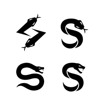 S Snake initial letter logo icon design set collection