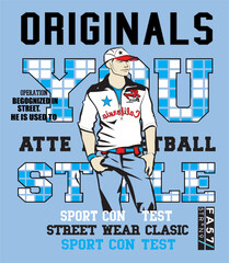 sports mannequin print pattern consisting of texts