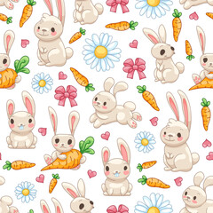 Hare Cute Character Seamless Pattern