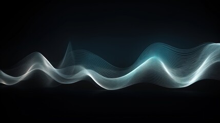 Visualization of sound waves. Abstract futuristic background with colorful glowing neon moving high speed wave lines and bokeh lights. Data transfer concept. Fantastic wallpaper. Generative AI