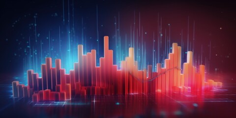 Visualization of sound waves. Abstract futuristic background with colorful glowing neon moving high speed wave lines and bokeh lights. Data transfer concept. Fantastic wallpaper. Generative AI