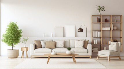 Fototapeta na wymiar 3D Render: Minimalistic Lifestyle. Clean, organized living space that reflects a minimalist lifestyle Generative AI