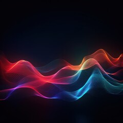 Visualization of sound waves. Abstract futuristic background with colorful glowing neon moving high speed wave lines and bokeh lights. Data transfer concept. Fantastic wallpaper. Generative AI