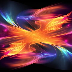 Naklejka premium Visualization of sound waves. Abstract futuristic background with colorful glowing neon moving high speed wave lines and bokeh lights. Data transfer concept. Fantastic wallpaper. Generative AI