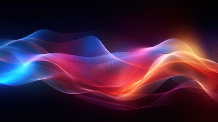 Visualization of sound waves. Abstract futuristic background with colorful glowing neon moving high speed wave lines and bokeh lights. Data transfer concept. Fantastic wallpaper. Generative AI