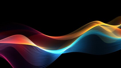 Visualization of sound waves. Abstract futuristic background with colorful glowing neon moving high speed wave lines and bokeh lights. Data transfer concept. Fantastic wallpaper. Generative AI