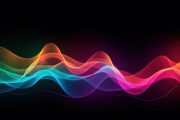 Fototapeta premium Visualization of sound waves. Abstract futuristic background with colorful glowing neon moving high speed wave lines and bokeh lights. Data transfer concept. Fantastic wallpaper. Generative AI