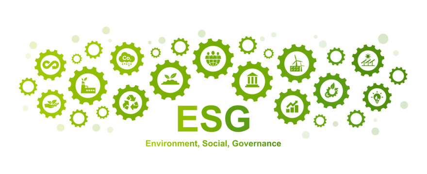 ESG Icon Banner Environment, Society and Governance environmental concept Social connection related green icons.vector illustration