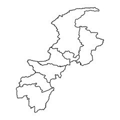 Khyber Pakhtunkhwa province map, province of Pakistan. Vector illustration.