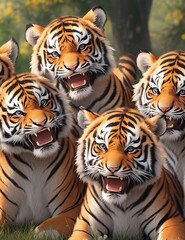 Many tigers are smiling