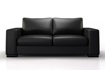 Fototapeta premium Black leather sofa isolated on white background
