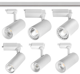 set of modern led track ceilling lamps isolated