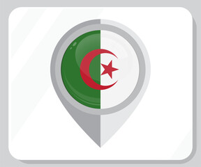 Algeria Map Location Pin Flag Icon
