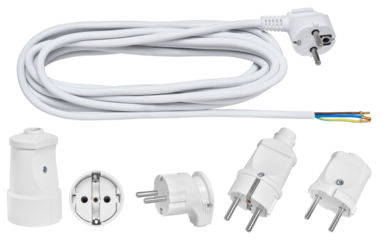 set of electric plugs with wire isolated