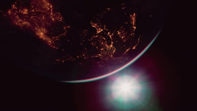 incredible vista of the sun-bathed Earth seen from the International Space Station in its orbit. Elements of this image furnished by NASA