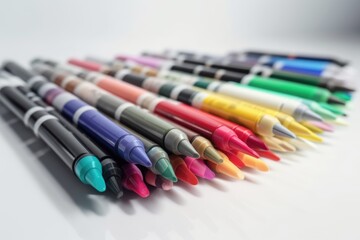 Fototapeta premium Color pencils placed on a white background 