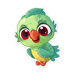 cherish parrot cartoon style sticker AI generative