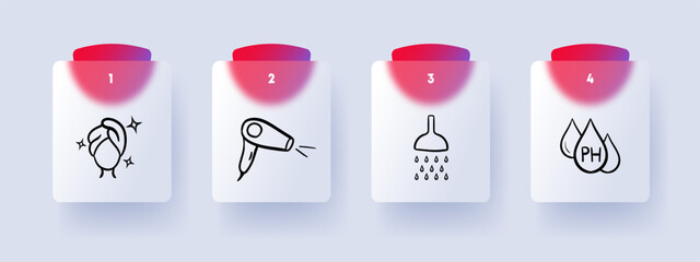 Hairdresser line icon. Hair care, hair dryer, shower, cosmetics, scalp moisturizing. Vector line icon for Business