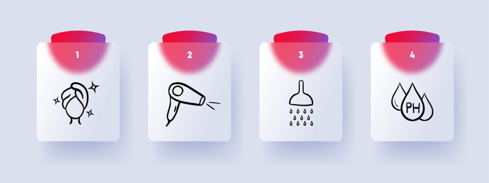 Hairdresser line icon. Hair care, hair dryer, shower, cosmetics, scalp moisturizing. Vector line icon for Business