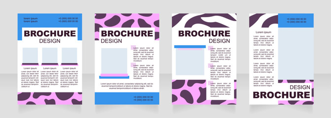 Jaguar and zebra blank brochure layout design. Animal print. Vertical poster template set with empty copy space for text. Premade corporate reports collection. Editable flyer paper pages