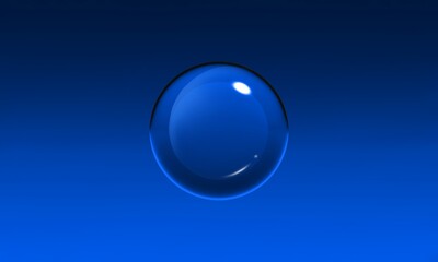Glossy Ball Sphere or Blue Crystal Ball With Glowing Reflection
