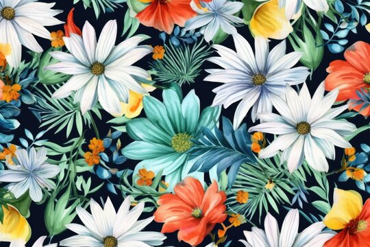 Watercolor Spring flower background. Generative AI