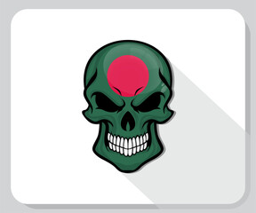 Bangladesh Skull Scary Flag Icon
