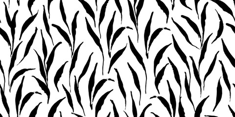 Seamless pattern with abstract natural forms, plants, leaves. Endless wallpaper, fabric, clothes print.