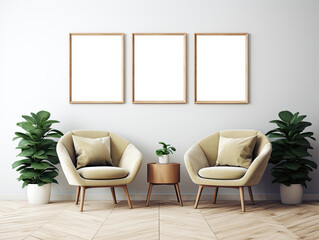 Modern Gallery Wall Poster Frames Mockup illustration