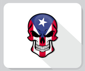 Puerto Rico Skull Scary Flag Icon
