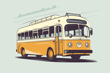 Obraz na płótnie Canvas Hand-drawn cartoon Trolleybus flat art Illustrations in minimalist vector style