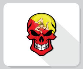 Sicily Skull Scary Flag Icon
