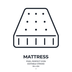 Mattress editable stroke outline icon isolated on white background flat vector illustration. Pixel perfect. 64 x 64.