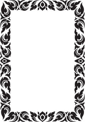 Vertical Design of Thailand flower square frame border, stencil, invitation, greeting, printing, advertise vintage concept