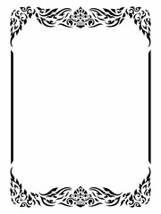 Vertical Design of Thailand flower square frame border, stencil, invitation, greeting, printing, advertise vintage concept