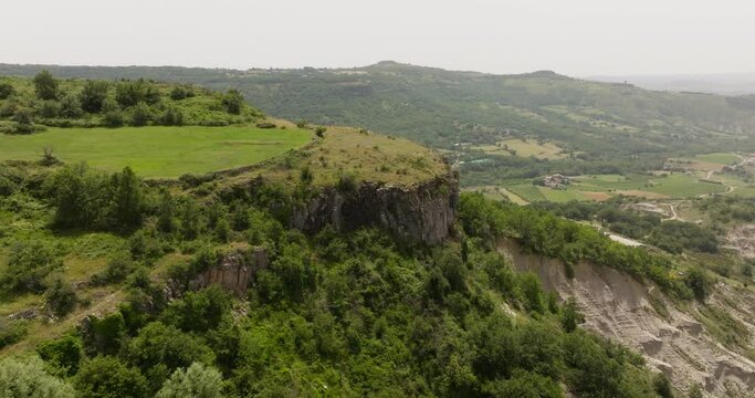 Aerial view a rocky plateau in the french Ardèche
