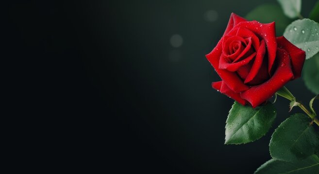 generative ai image of a red rose on dark background