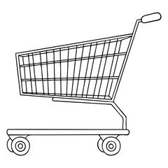 supermarket trolley outline vector illustration