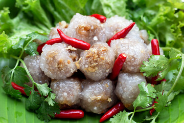 Tapioca balls with pork filling