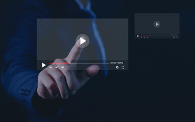 Businessman watching live stream online live streaming video on internet concept digital live stream multimedia player	