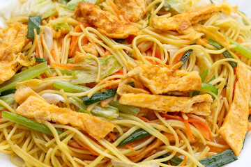 Chinese-styled fried noodle. Asian cuisine