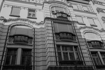Facade of old building in centre of Budapest ,Hungary,