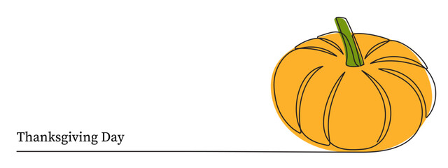 Pumpkin one line art,continuous contour drawing,hand-drawn gourd,vegetarian food, proper nutrition, healthy diet outline.Haloween or thanksgiving design decoration.Editable stroke.Isolated.Vector
