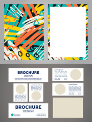 Contemporary art museum blank brochure design elements set. Printable poster with customized copyspace. Kit with shapes and frames for leaflet decoration. Arial Black, Regular fonts used