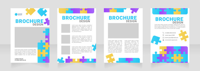 Personal communication improve blank brochure design. Template set with copy space for text. Premade corporate reports collection. Editable 4 paper pages. Roboto Black, Roboto, Nunito Light fonts used