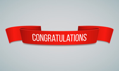 Red ribbon. Banner for your design. Vector illustration.