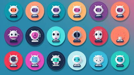 Robot icons and logo, Generative Ai