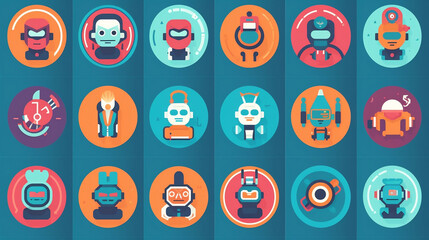 Robot icons and logo, Generative Ai