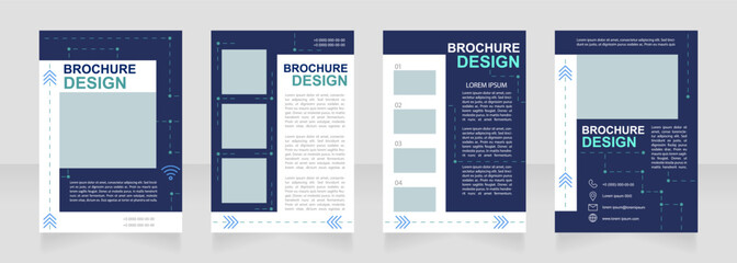 Business school course for students blank brochure design. Template set with copy space for text. Premade corporate reports collection. Editable 4 paper pages. Arial, Myriad Pro fonts used